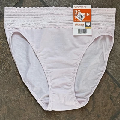 124 WARNER's S PINK No Muffin Top Pink Hi Cut Lace Waist Brief Panty #2091 NWT - Image 1 of 4
