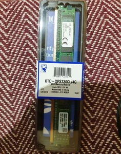 JOB LOT Qty 4 SEALED NEW Kingston KTD-XPS730CL/4G 4 GB DDR3 1600 MHz DIMM Memory - Picture 1 of 3