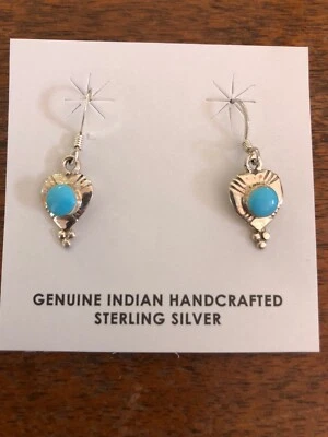 Pendientes colgantes de plata esterlina turquesa indio navajo nativo americano #35 Foto 1 de 3