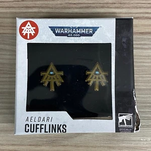 AELDARI CUFFLINKS ELDAR OFFICIALLY LICENSED WARHAMMER 40K 40,000 DAMAGED BOX - Picture 1 of 8