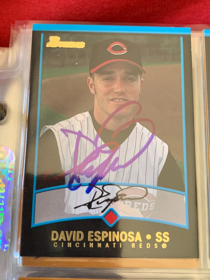 DAVID ESPINOSA AUTOGRAPHED SIGNED 2001 BOWMAN CARD REDS COA - Image 1 of 1
