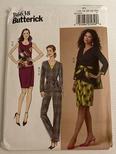 Butterick B6638 Sewing Pattern Plus Size Jacket Top Skirt Pants Sash Sizes:16-24 - Picture 1 of 6
