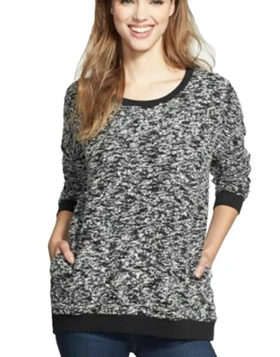 Sudadera Pullover Tejida Bouclé Cuello Redondo Lucky Brand para Mujer - Talla XL - Negra Foto 1 de 4