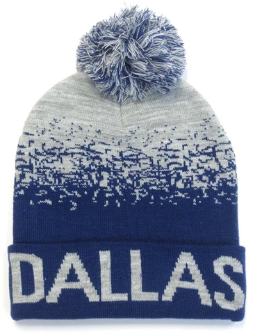 Dallas City Navy Blue / Gray Classic POM Ball Knit Hat Cap Winter Ski Beanie Cover