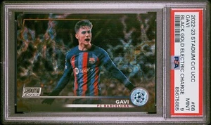 2022-23 Gavi Topps Stadium Club Chrome Black/Gold Refractor Card 33/35 PSA 9 - Picture 1 of 3