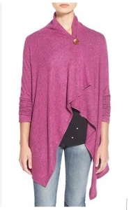 Bobeau One Button Fleece Wrap Cardigan Asymmetrical Hem Sz Small Soft Nordstrom - Picture 1 of 5