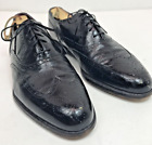 Vintage Florsheim Mens Oxfords 9 C Royal Imperial Black Wing Tip Brogue Shoes