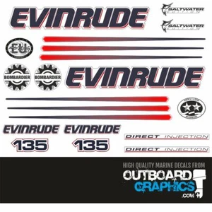 Evinrude 135hp DI outboard engine decals/sticker kit (white cowl) - Picture 1 of 1