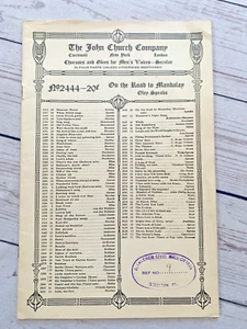 On the Road to Mandalay Vintage Sheet Music - Bethlehem Steel Male Chorus Steel - Picture 1 of 3