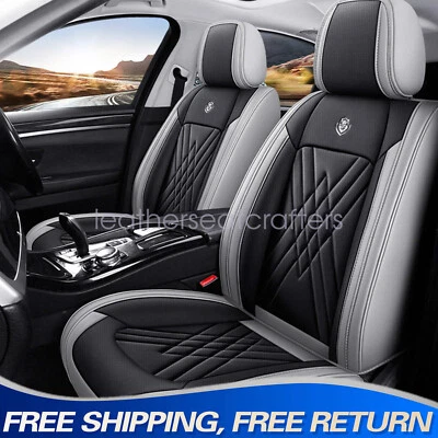Front & Rear Leather Seat Cover Protector Cushion For Honda Accord Black & Gray Foto 1 de 4