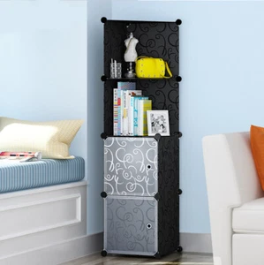 4/5-Tier Corner Bookshelf Storage Cabinet Bookcase Rack Organizer White Black - Picture 1 of 14