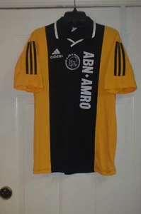 VTG ADIDAS AMSTERDAM AJAX FC FOOTBALL CLUB JERSEY SHIRT YELLOW BLACK SOCCER LRG! - Picture 1 of 12