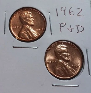 1962 LINCOLN MEMORIAL CENT PENNY (2 COIN SET P & D) UNC - Picture 1 of 1
