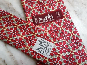 Hermès 7109 OA Silk Lux Tie 3.25" x 56" Red Light Blue Equestrian Links France - Picture 1 of 16