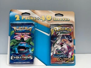 Pokemon TCG XY Evolutions + Sun & Moon Cosmic Eclipse 2 Pack Blister *Read Disc* - Picture 1 of 5