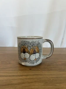 Löwenkopf Kaffeebecher braun gesprenkelt anthropomorph Vintage MCM - Bild 1 von 8