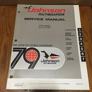 1979 Johnson Outboard Motor Service Repair Manual 4 HP Model 4R79 4RL79 4W79 - Picture 1 of 4