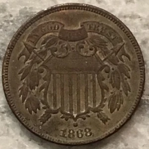 2c 1868 Two Cent Piece Better Grade - Picture 1 of 4