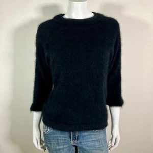 80 % Angora flauschiger Vintage GRAZIELLA CREATIONS schwarzer Pullover Pulli 36" Brustumfang - Bild 1 von 10
