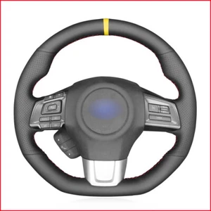 Yellow Marker Artificial Leather Steering Wheel Cover for Subaru WRX (STI Levorg - Picture 1 of 4