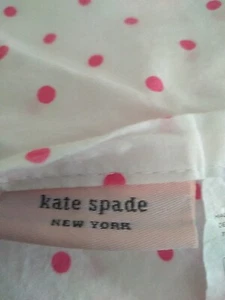 Kate Spade Twin Flat Sheet White Pink Polka Dots - Picture 1 of 3