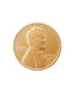 1957-D Lincoln Wheat Penny with (L) on Rim. ERROR - Picture 1 of 2