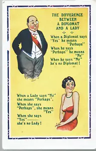 Donald McGill Comic Postcard: Diplomat & Monocle Theme dated 1949 - Picture 1 of 2
