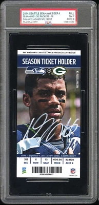 Davante Adams Signed NFL Debut Ticket Stub 9/4/14 w/ NFL Debut PSA 7 AUTO 8 - Image 1 of 2