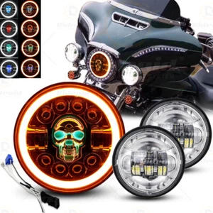 For Harley Davidson Electra Glide Classic 7" LED Headlight & Fog Passing Lights - Picture 1 of 24