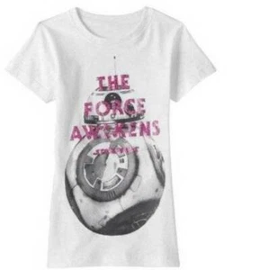 Girls Shirt Disney Star Wars White BB-8 THE FORCE AWAKENS Short Sleeve Tee-10/12 - Picture 1 of 4