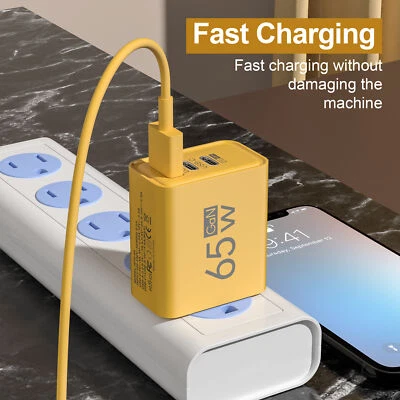 65W USB C Charger Quick Wall Charger UK Plug PD 1x USB+2x Type C Fast Charger - Image 1 of 4