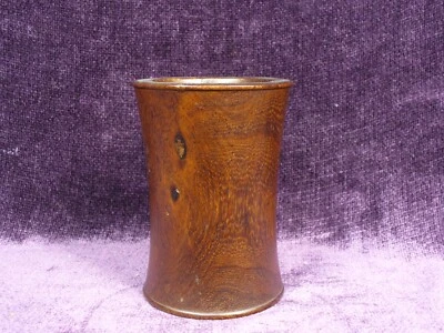 Antigua olla china tallada pieza entera madera dura 5" de alto excelente Foto 1 de 4