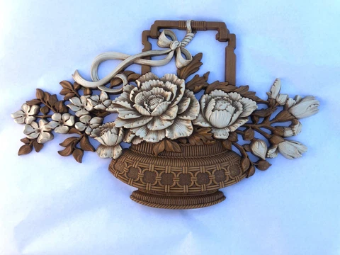 Syroco Homco mcmlvxxx (1975) 7605 Boho Bohemian Flower Basket Wall Art Hanging Cover