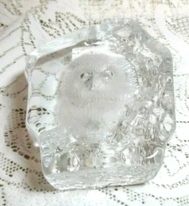 VINTAGE WILDLIFE OWL HEAVY LEAD SIGNED BY MATS JONASSON ART GLASS PAPERWEIGHT - Picture 1 of 8