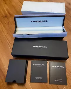 New Raymond Weil Quartz Watch Instructions & Elongated Gift Presentation Box Set - Picture 1 of 4