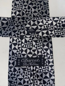 CHARVET Place Vendome Krawatte aus 100 % Seide hergestellt in Frankreich klassisch schwarz und grau - Bild 1 von 9