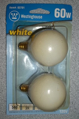 Westinghouse 60 W Globes G16 1/2 Satin White Bulbs Candelabra Base New Set of 2 - Image 1 of 4