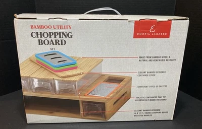 NUEVO Juego de tabla de cortar utilitaria de bambú Emeril Lagasse con ralladores y contenedores Foto 1 de 4