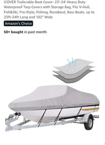 DEAL LARGE! iCOVER Trailerable Boat Cover 23-24ft, Long And Beam Width 124" SEE! - Picture 1 of 7