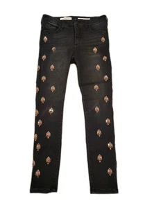 Pilcro and the Letterpress Script Jeans Woman's 29 Embellished Black Denim Pants - Picture 1 of 18