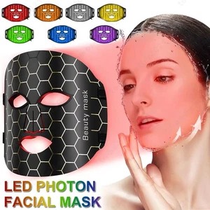 Masque rajeunissant de la peau 7 couleurs sans fil luminothérapie rouge soin de la peau anti rides - Photo 1/13