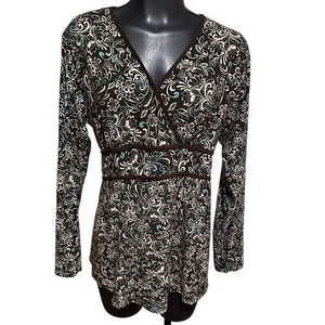 Tomorrow’s Mother XL Umstandstop Blumenmuster V-Ausschnitt Taille zum Binden Stretch Hergestellt in den USA - Bild 1 von 12