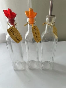 Grant Howard Decorative Clear Dispenser Bottles Set Of 3 Multi-Purpose - Picture 1 of 8