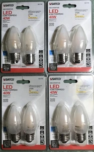 8- Satco S21705 4.5W 40W LED Frost 120V B11 Medium E26 2700K Warm White,dimmable - Picture 1 of 3