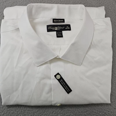 Pronto Uomo Shirt Mens 19 34/35 White Non Iron Cotton Dress Long Sleeve - Image 1 of 4