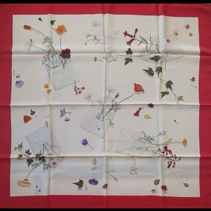 HERMES Scarf Flower Letters Des fleurs pour le dire 100% SILK ExcellentCondition - Picture 1 of 12