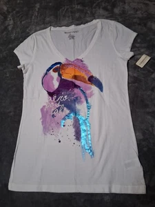 NWT Y2K AEROPOSTALE SIZE XL V-NECK GLITTER GRAPHIC TUCAN SHORT SLEEVE T-SHIRT - Picture 1 of 8