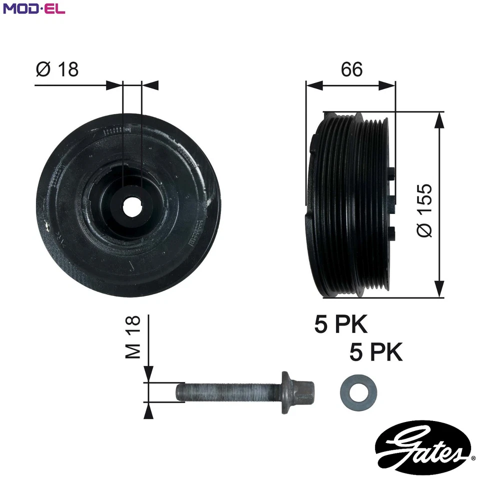 BELT PULLEY CRANKSHAFT TVD1037A FOR BMW 5/E39 M47D20 2.0L 4cyl 3 E46 - Image 1 of 4
