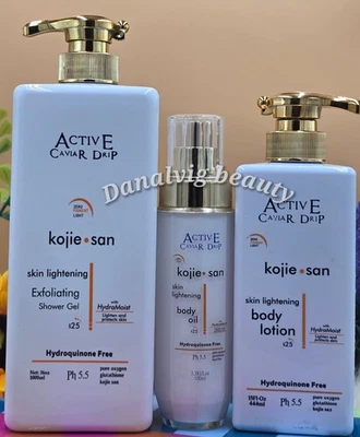 3 pcs. ACTIVE Caviar Kojie San  Lotion,Shower Gel. OIL,  💯 Organic  - Image 1 of 2
