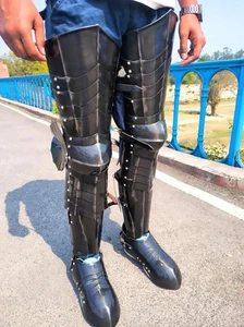 Medieval Black Leg Armor | Witch King Nazgul Greaves & Cuisses | Gothic LARP - Picture 1 of 9